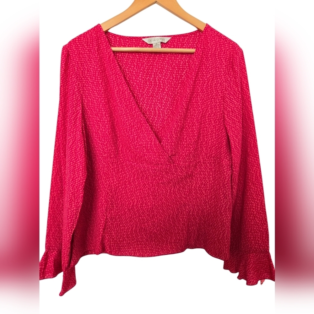 Casual Corner Women's Pink V-Neck Top Size 14